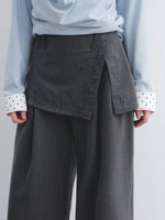 Gray Embroidered Curtain Panel Pants