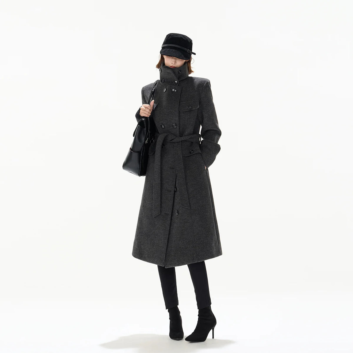 Gray Double Breasted Wool Coat