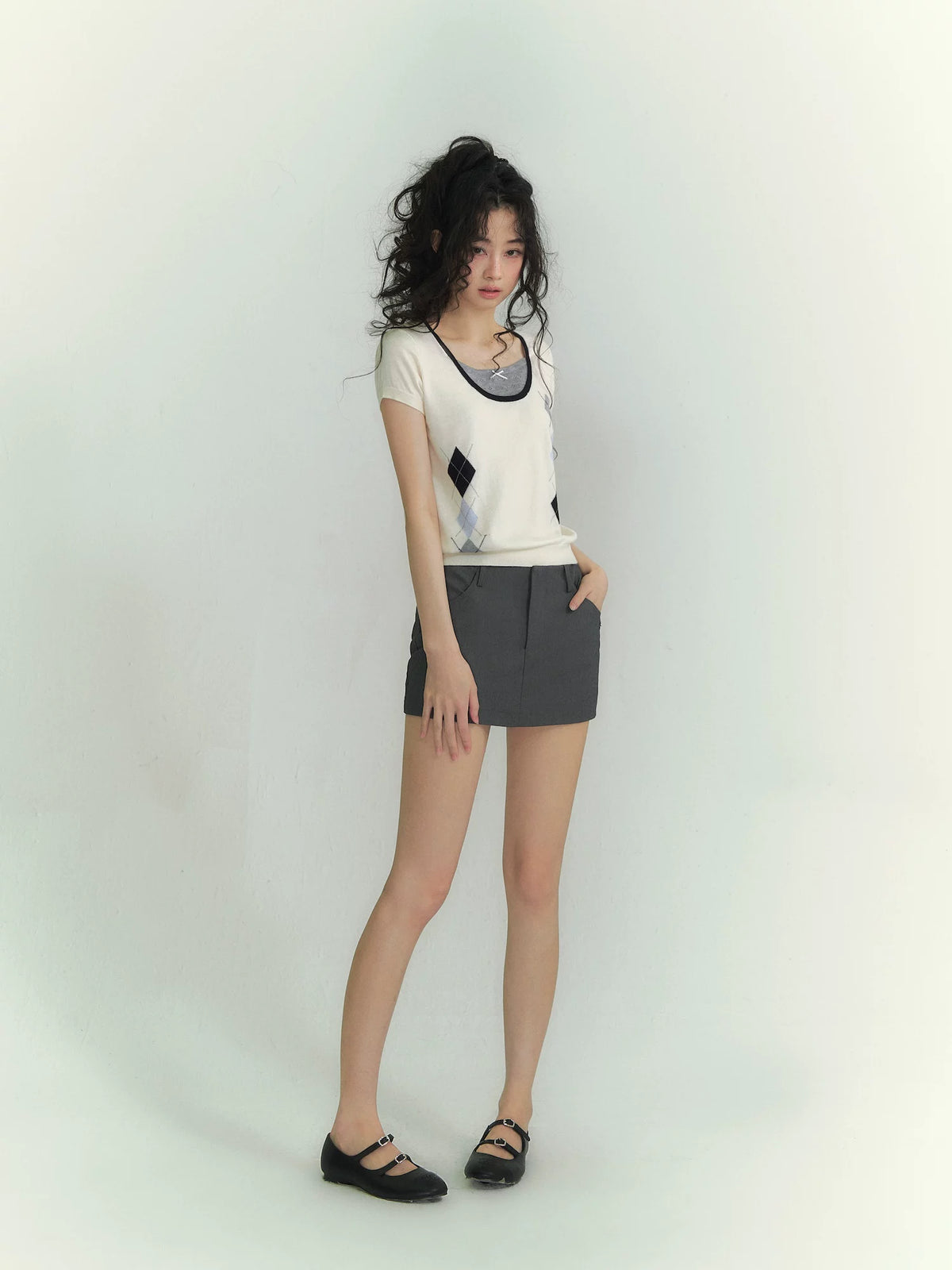 Argyle Layered Short Tee