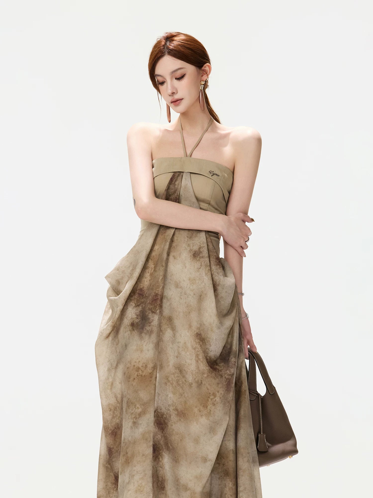 Watercolor Halter Maxi Dress