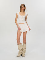 Vintage Lace Trim Blouse & Skirt Set