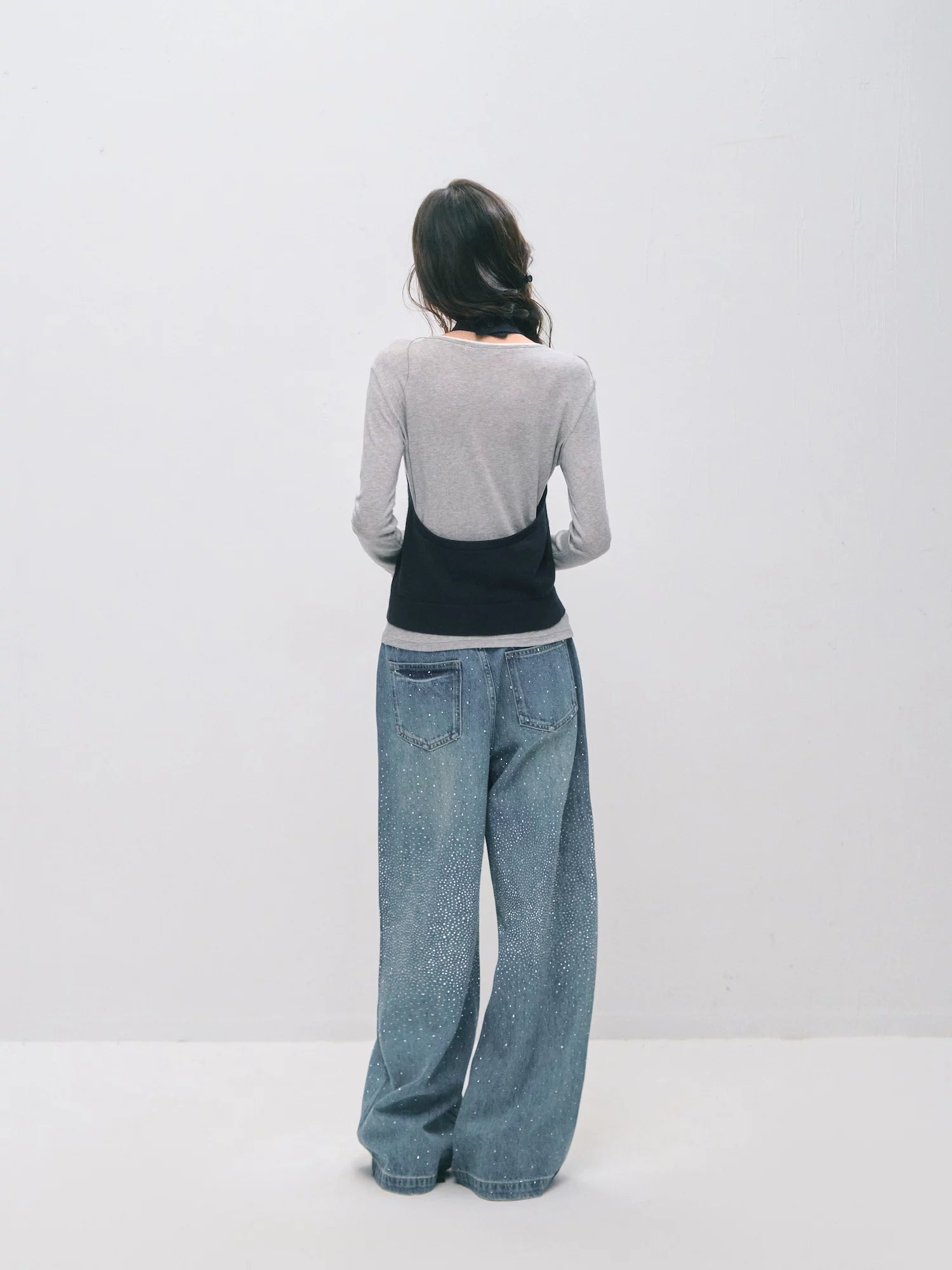 Vintage Rhinestone Straight Jeans