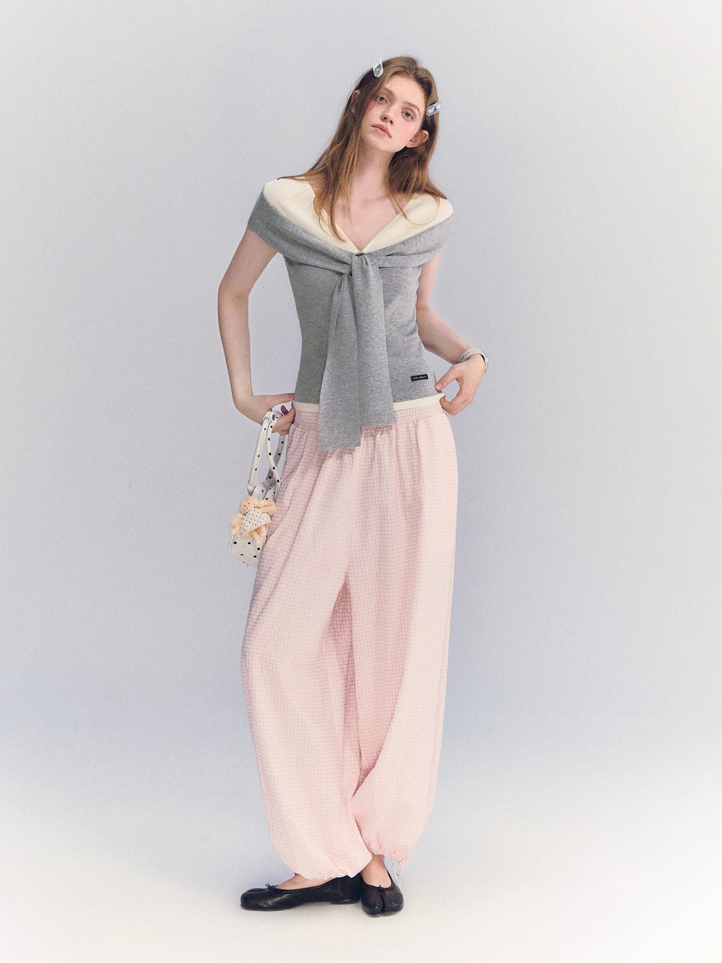Contrast Off Shoulder Tee