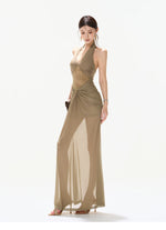Deep V Mesh Maxi Dress