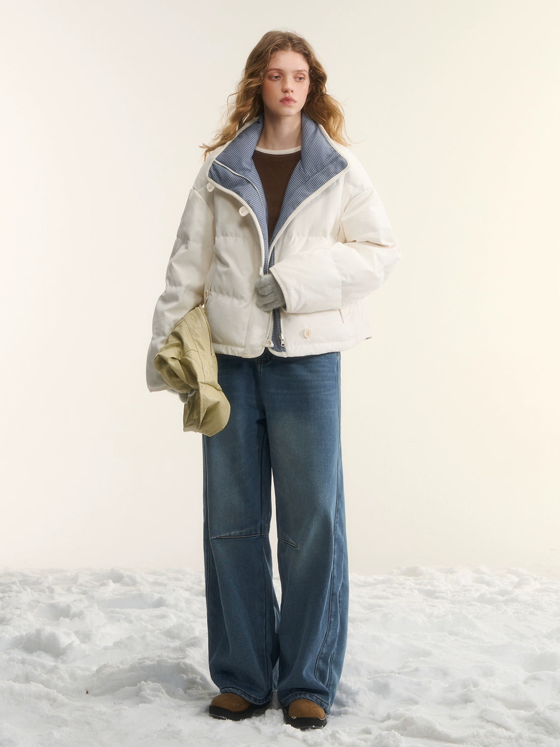 Fleece-Lined Curved-Leg Jeans