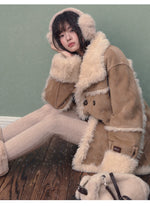 Vintage Suede Faux Fur Coat