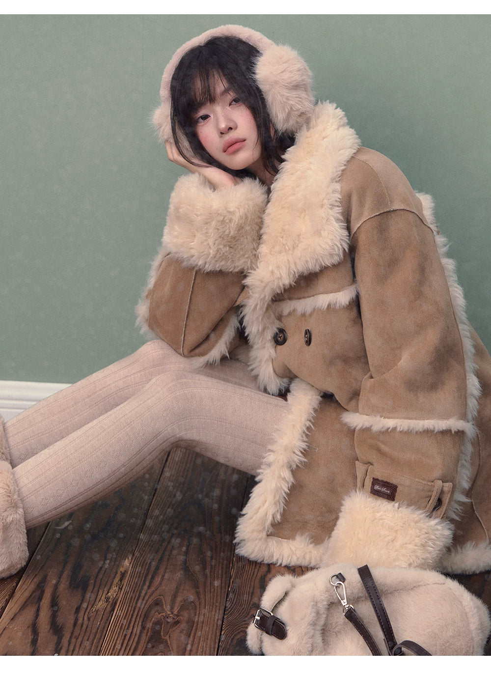 Vintage Suede Faux Fur Coat