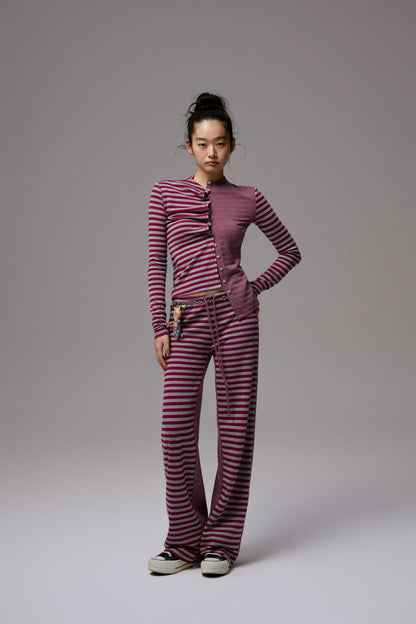 Double-Face Striped Knit 3-Piece Set