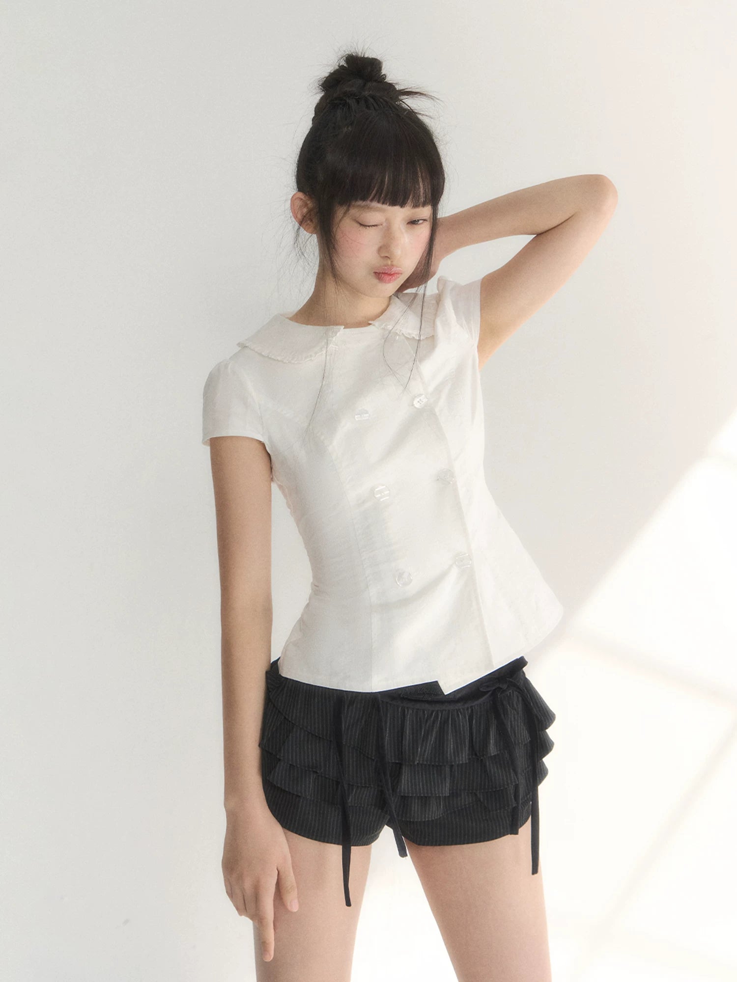 Double-Breasted Collar Blouse