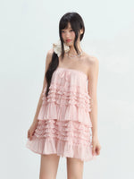 Puff Layered Chiffon Tube Skirt