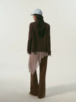 Brown Fringe Floral Cardigan