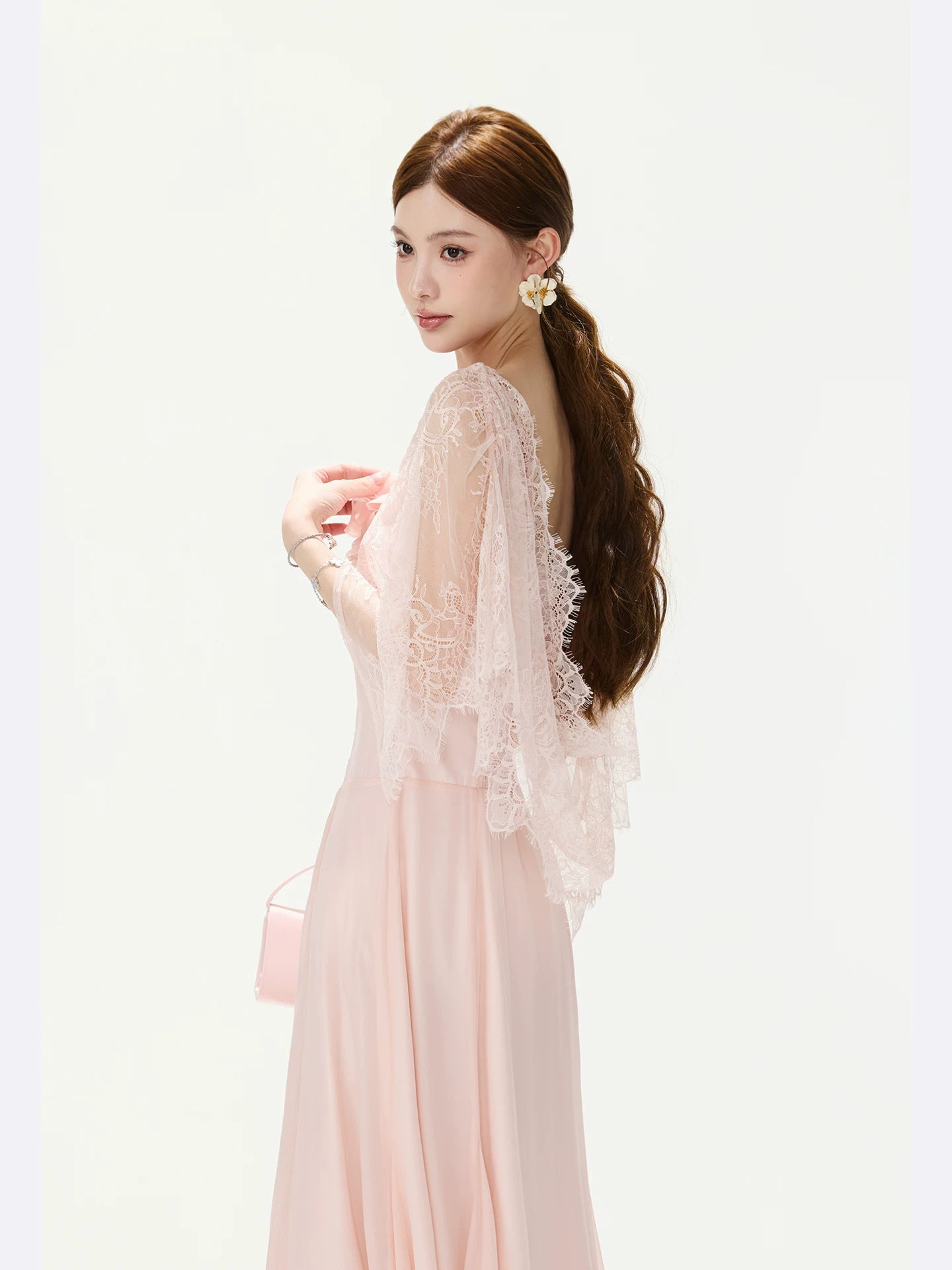 Floral Lace Cape Dress