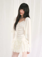 White Ruched Cami & Cardigan Set