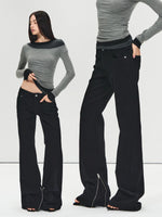 Black Mid-Rise Flare Denim Pants