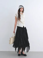 Black Ruffle Chiffon Skirt