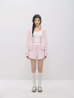 Waffle Hoodie Shorts Vest Set
