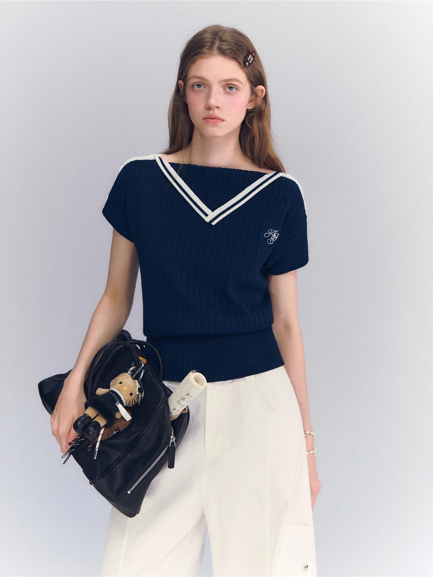 Contrast Knit Top