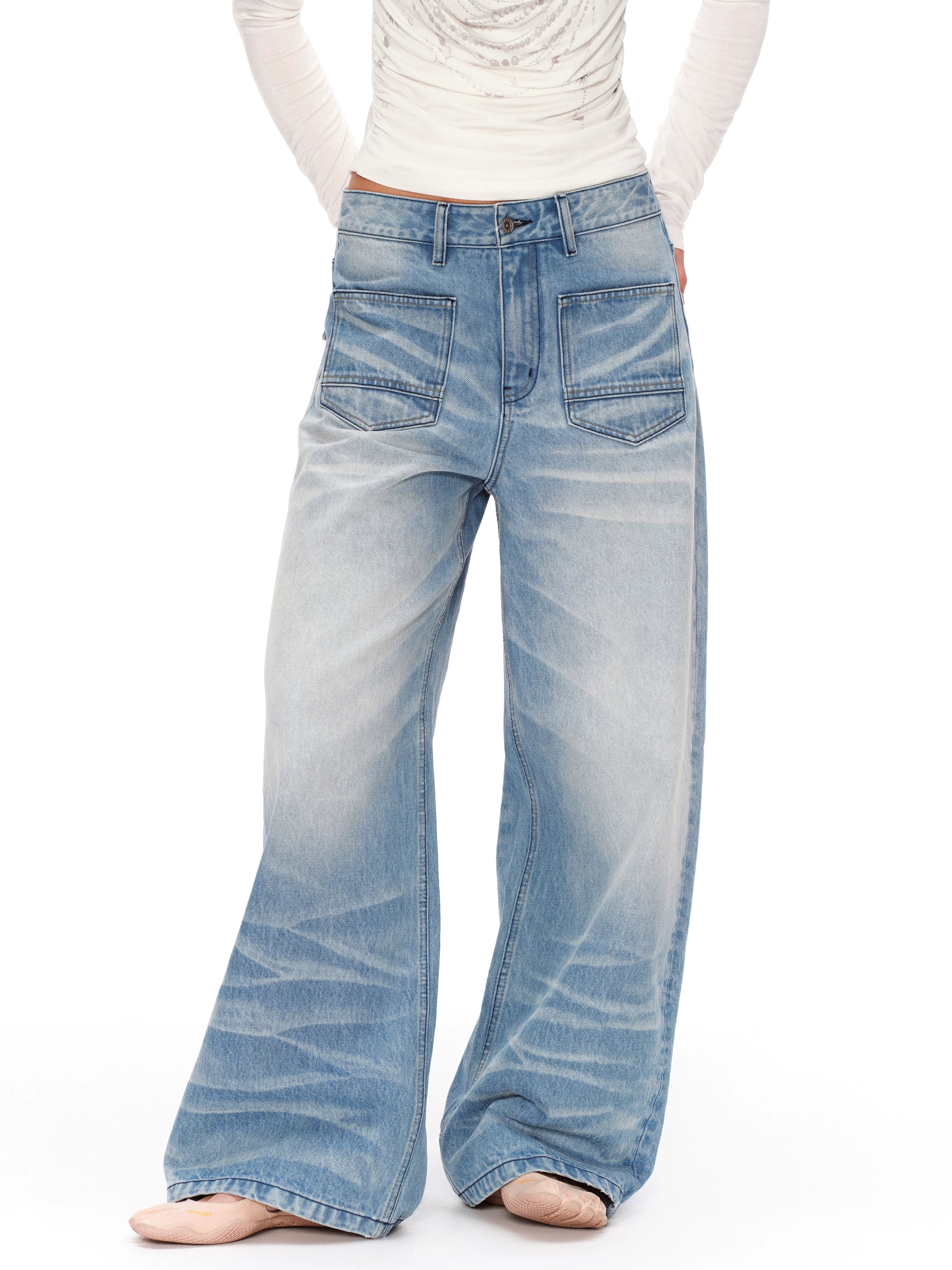 Washed Cat Whisker Jeans