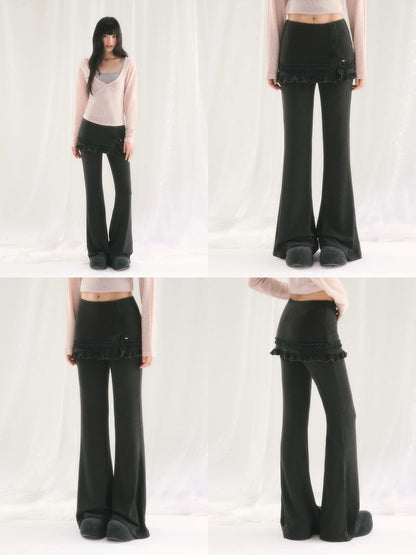 Gray Layered Flare Pants