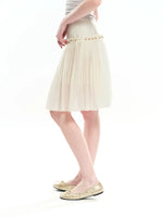 Beaded A-line Pleated Tencel Skirt