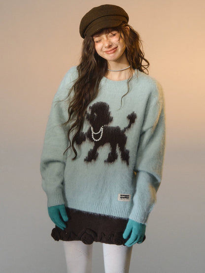 Playful-puppy Crewneck Sweater