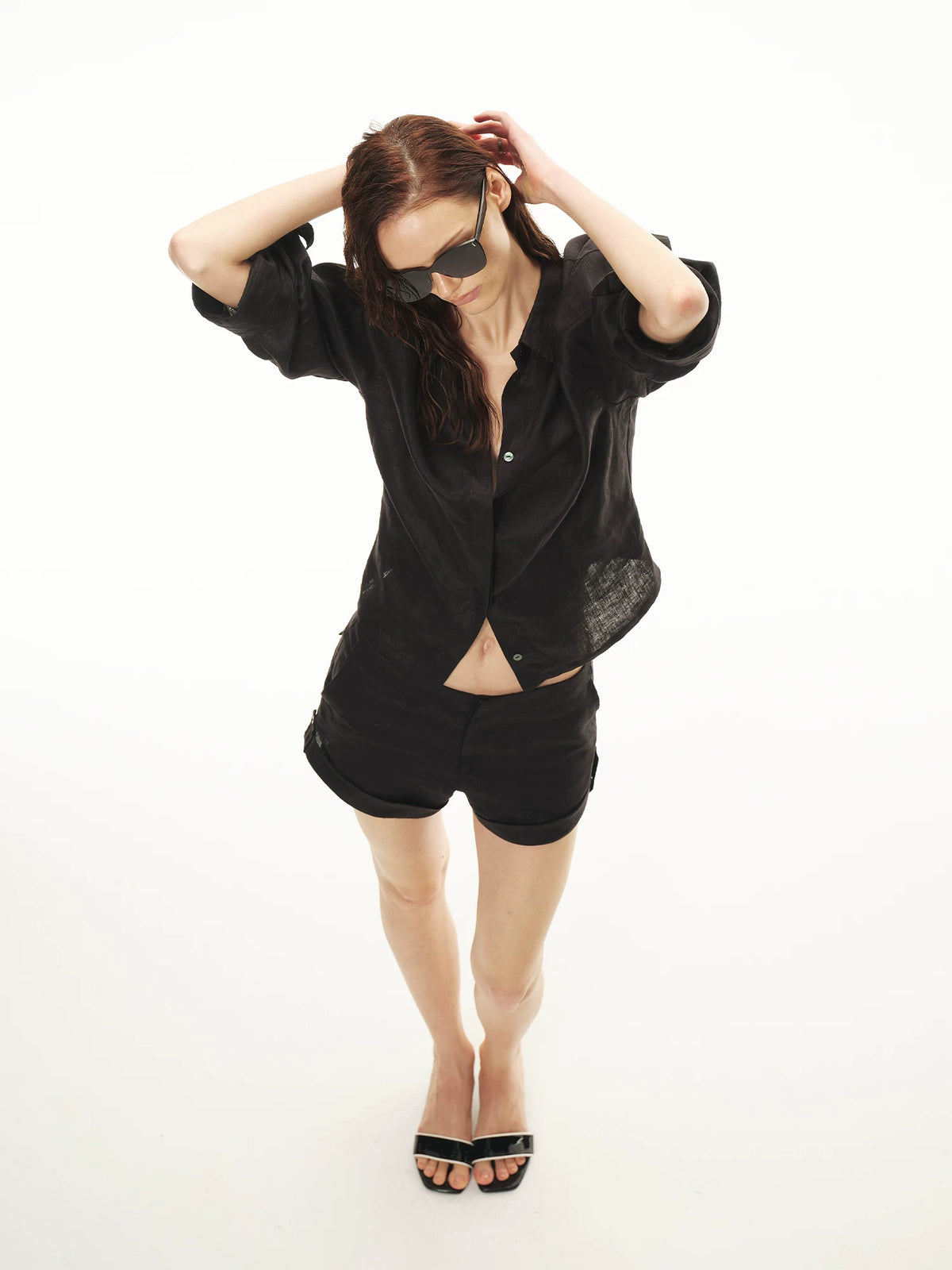 Linen Waist-Cinched Shirt Set