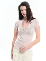 Cutout Knit Short Sleeve Top