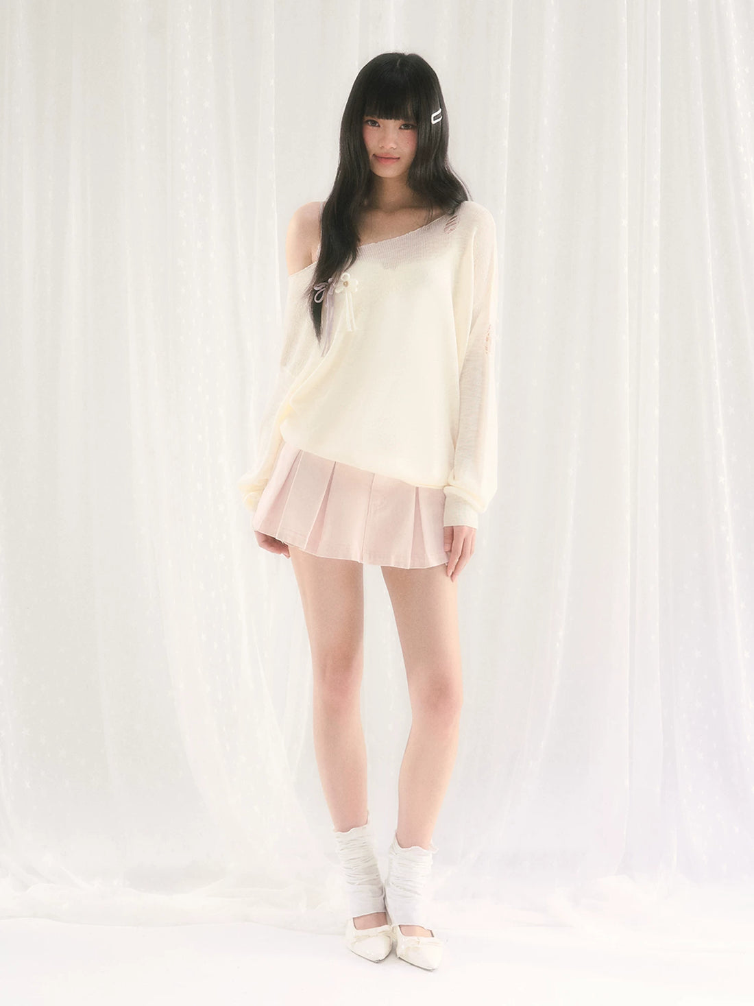 Apricot Asymmetric Floral Tee