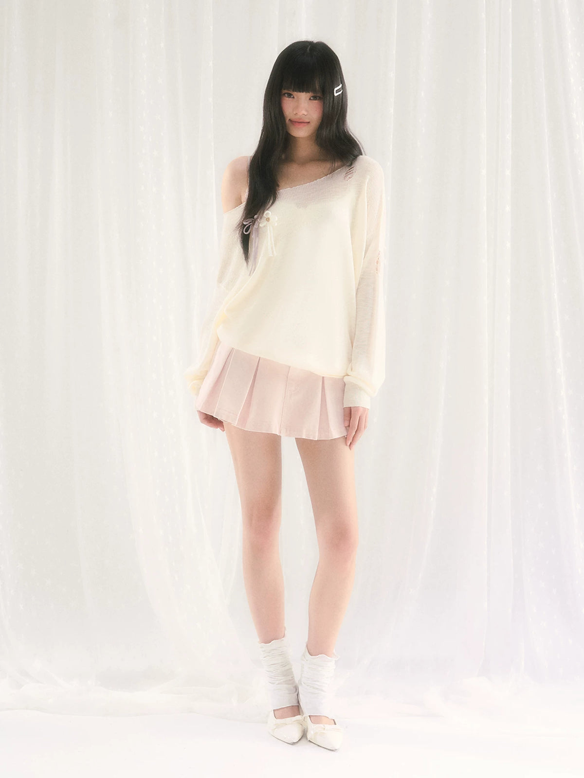 Apricot Asymmetric Floral Tee