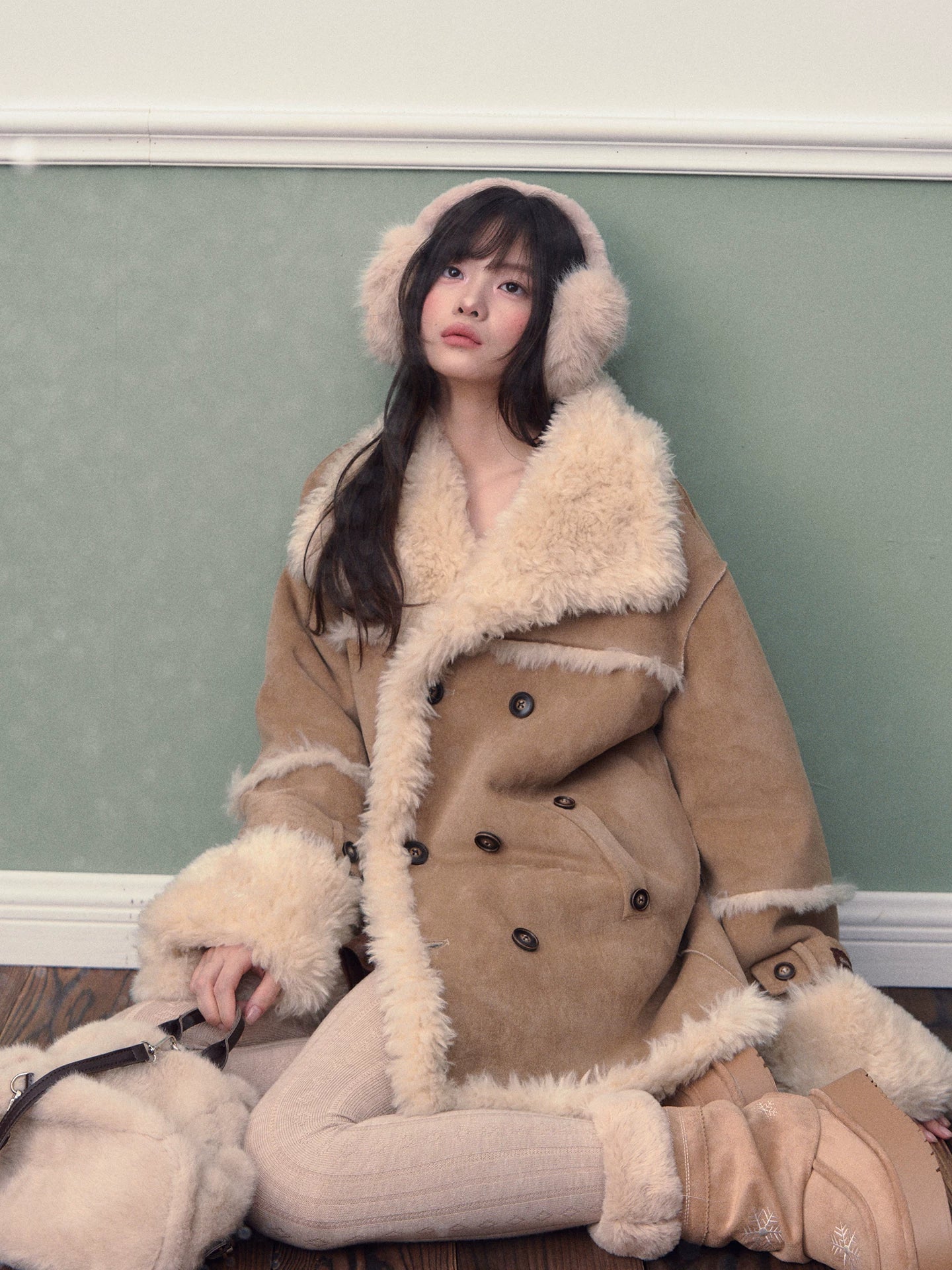 Vintage Suede Faux Fur Coat