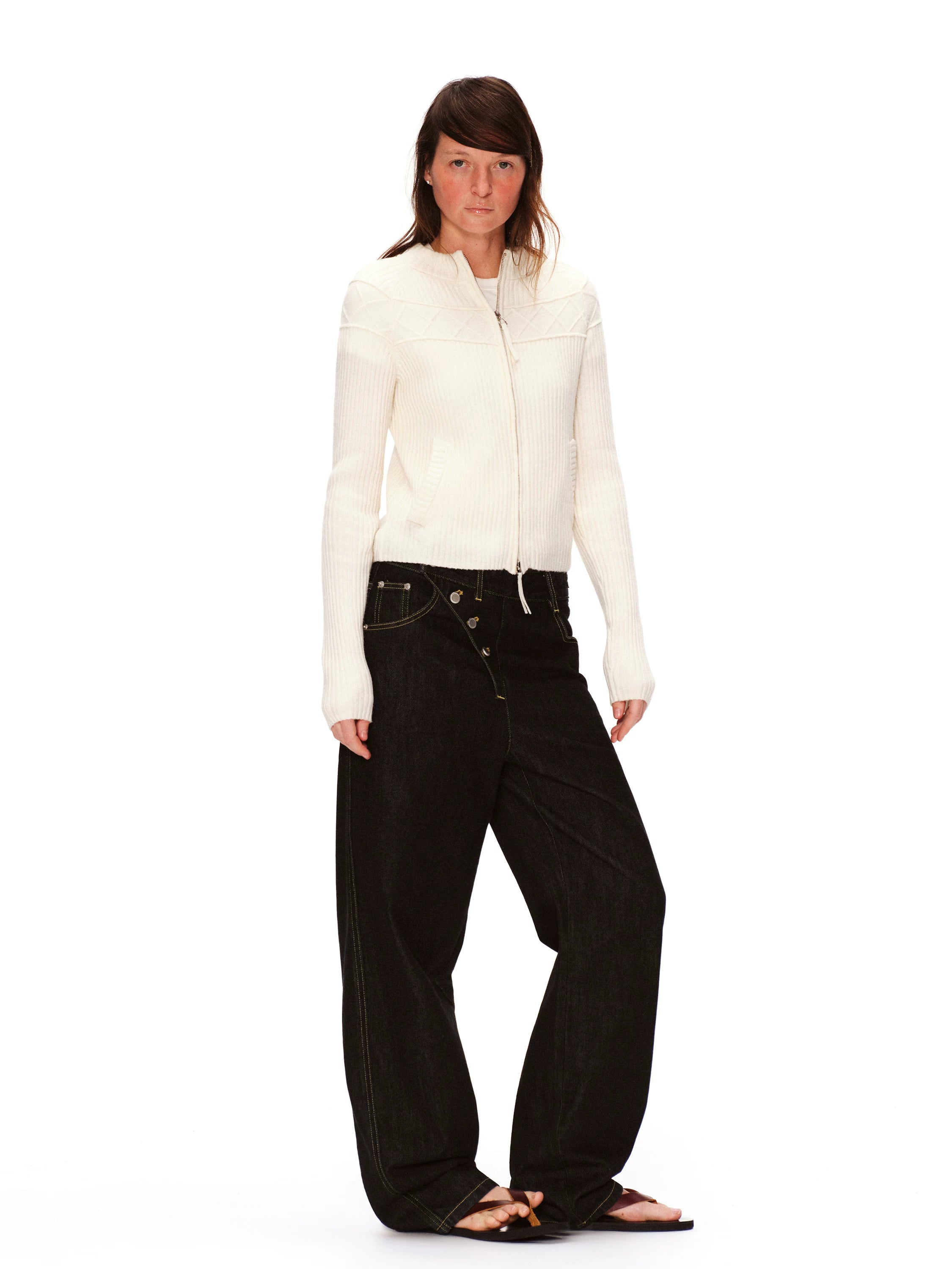 Asymmetrical Raw Denim Jeans