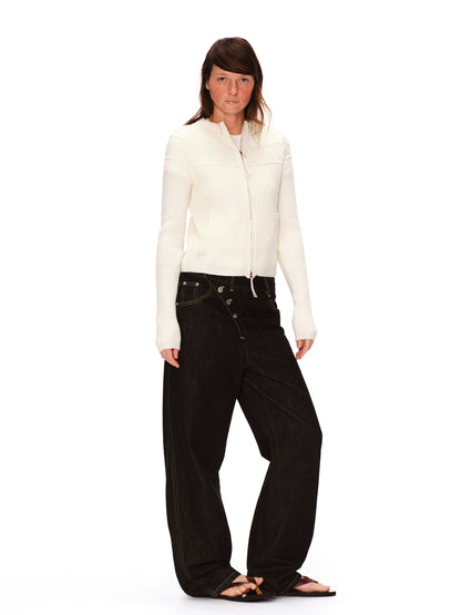 Asymmetrical Raw Denim Jeans