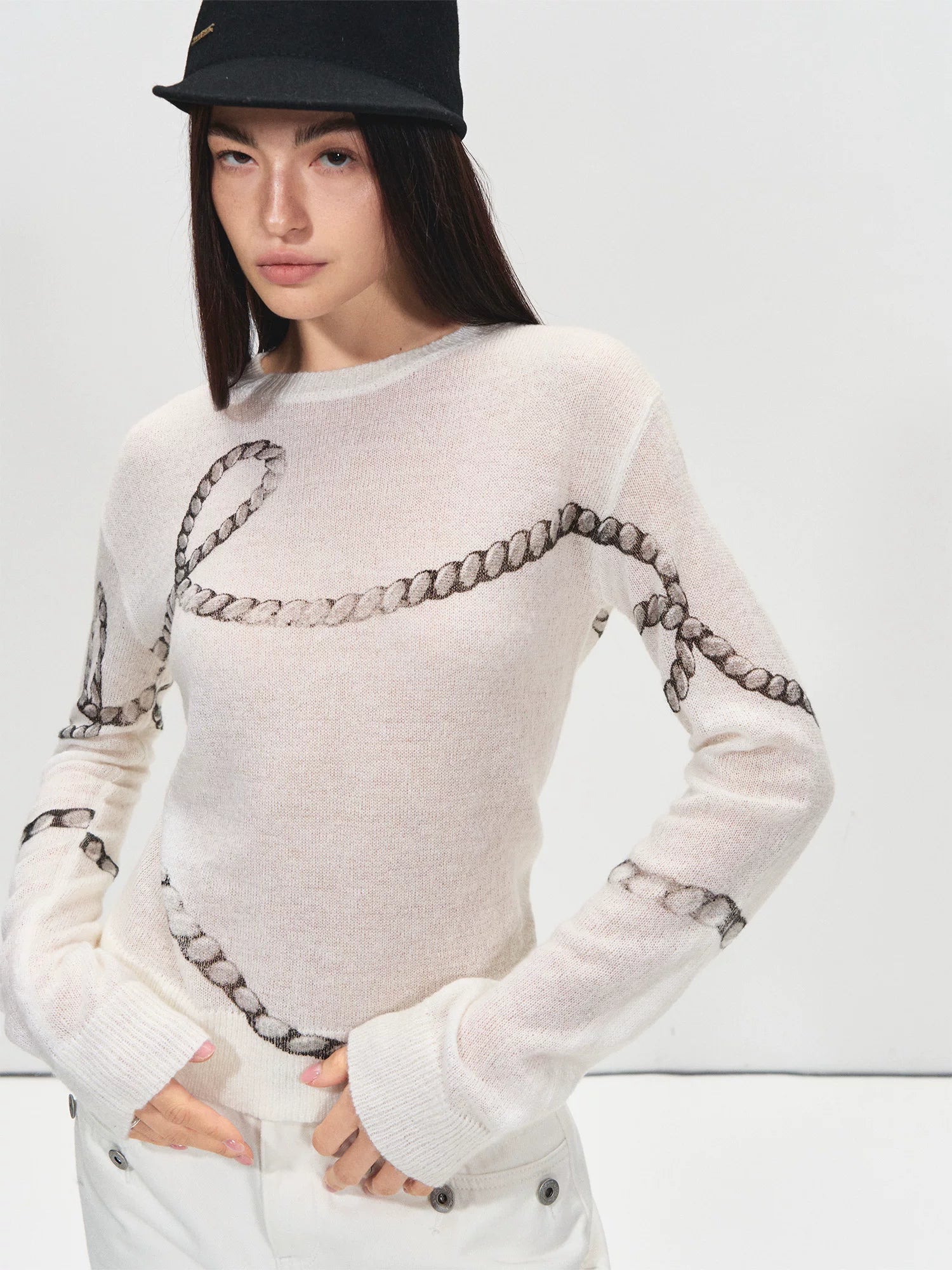 Mohair Wool Layered Knit Sweater