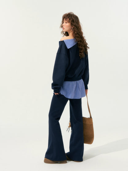 Detachable Collar Sweatshirt Set