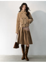 Stand Collar Cropped Fur Jacket