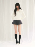 Cable Knit Fur Collar Cardigan