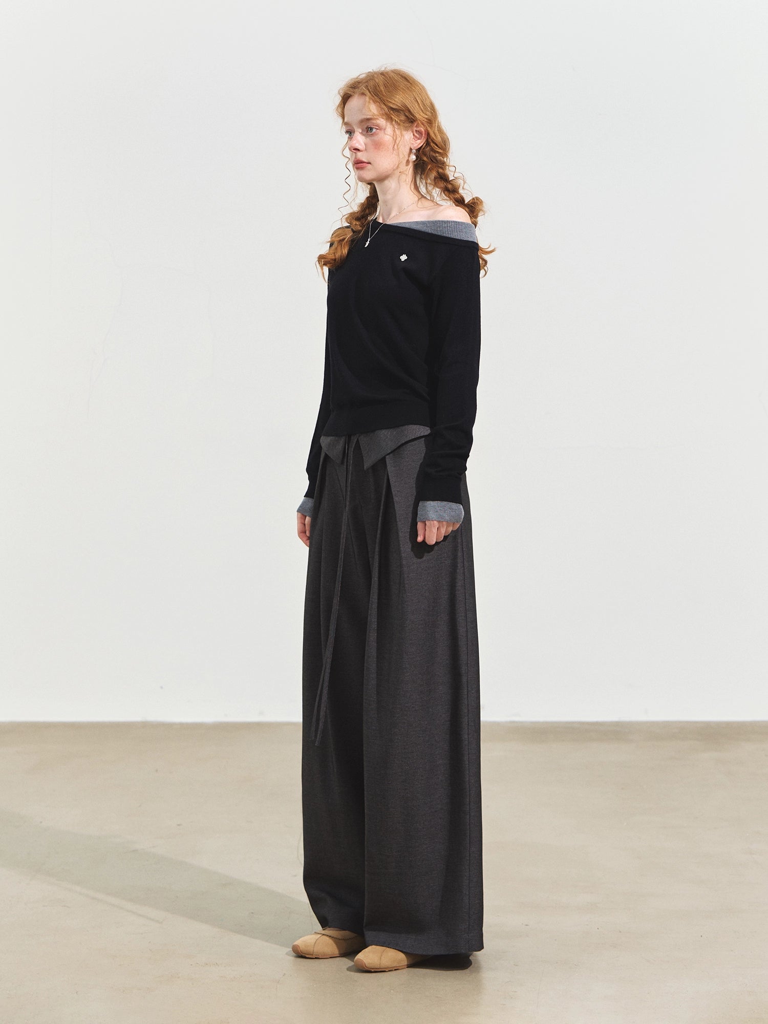 Contrast Asymmetrical Layered Sweater