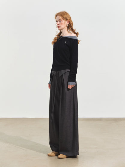 Contrast Asymmetrical Layered Sweater