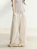 Light Khaki Linen Wide Leg Pants