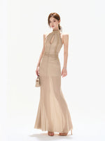 Beaded Halter Maxi Dress