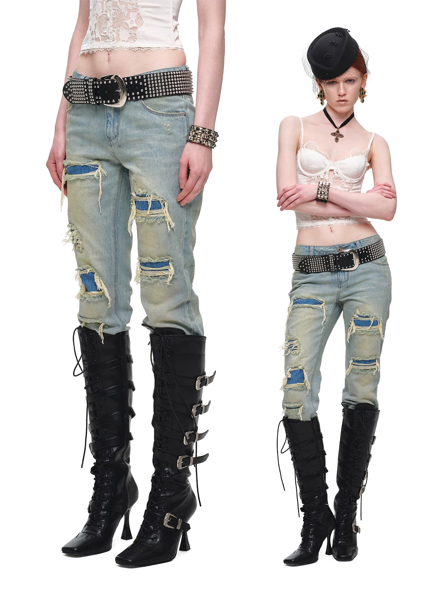 Buckled Knee-High Boots