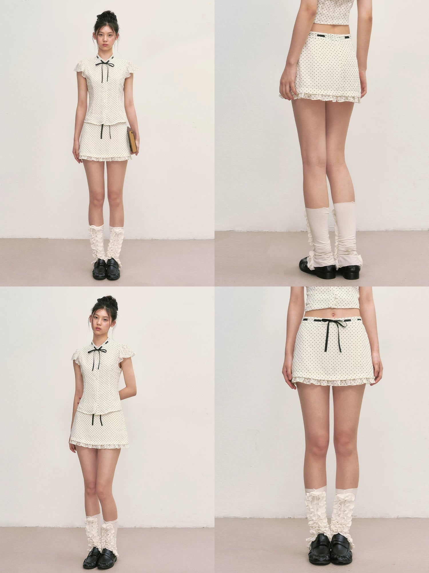 White Polka Dot Mini Skirt