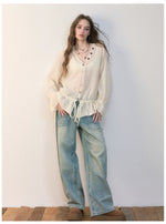 Brown & Off-white Drawstring Knit Cardigan