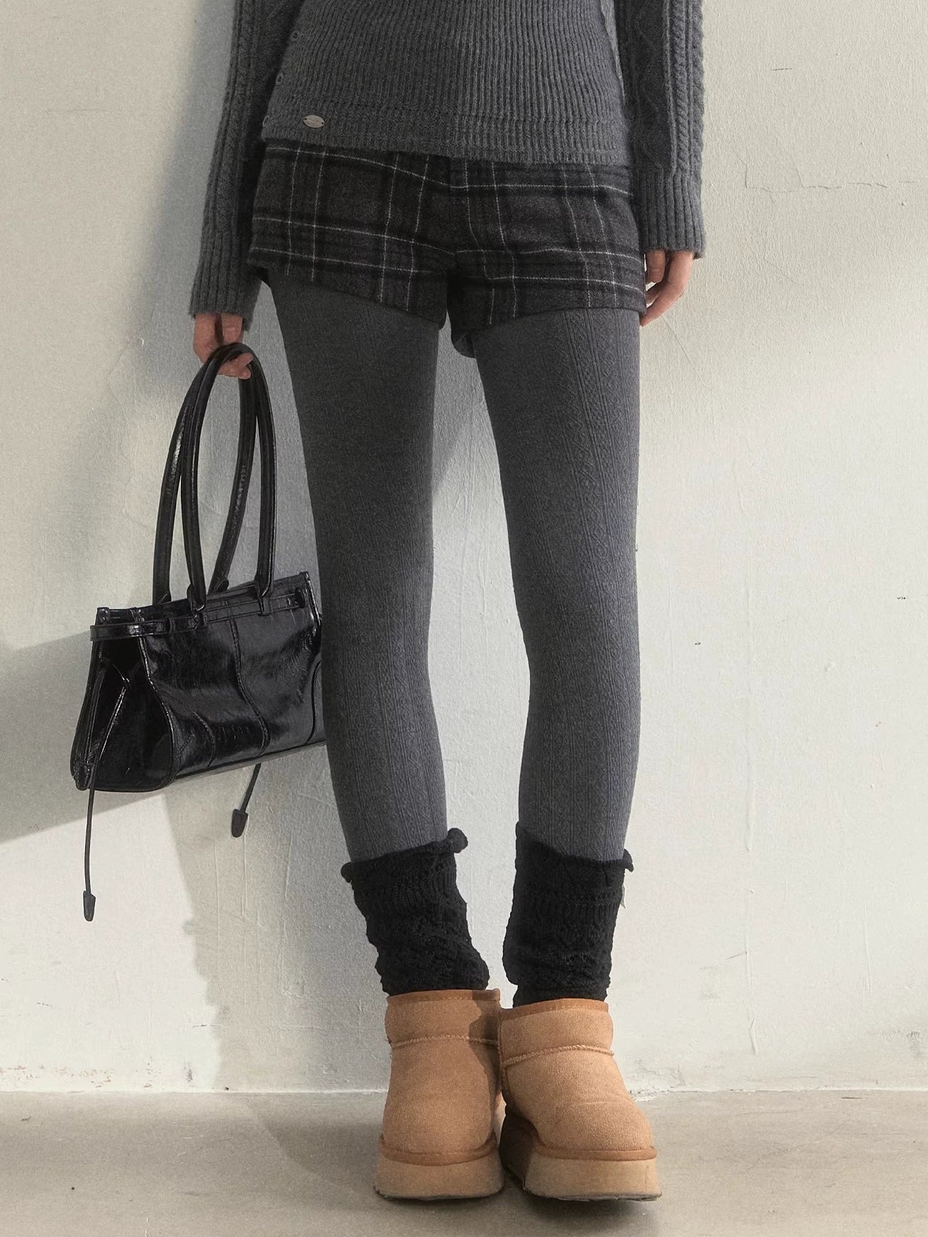 Wool Blend Crochet Mid-Calf Socks