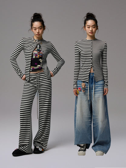 Double-Face Striped Knit 3-Piece Set