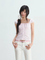 Pink Square Neck Blouse