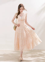 Apricot Orange Eyelet Tiered Dress