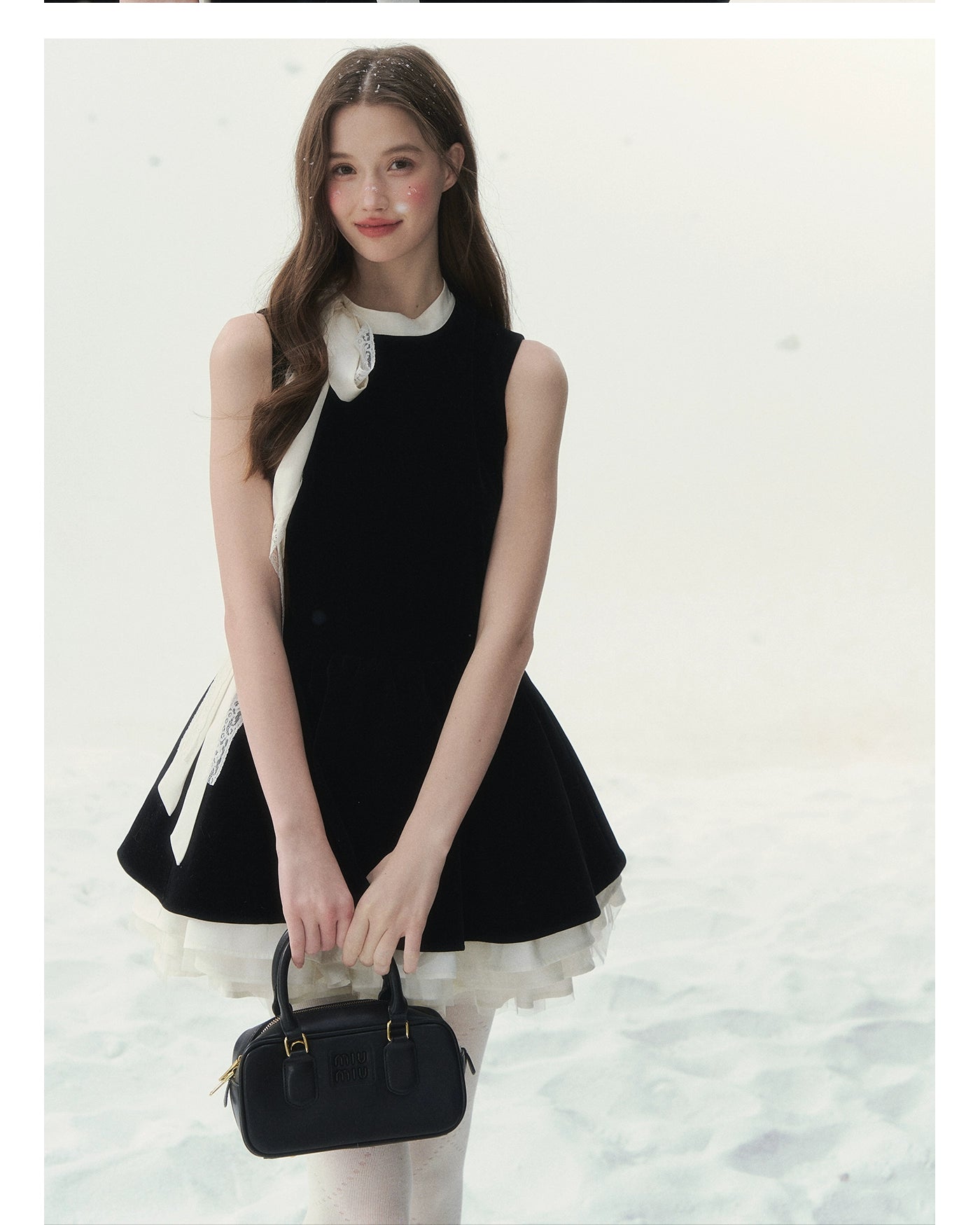 Black Velvet Bow Mini Dress