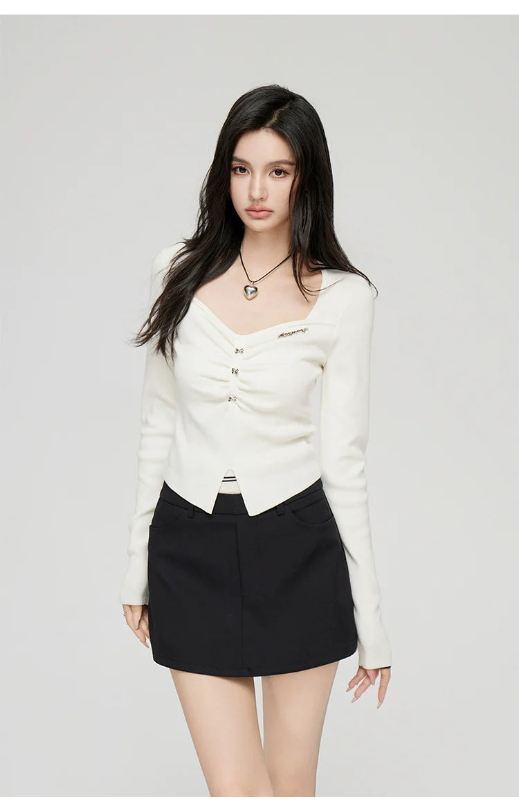 Black &amp; White Wide Neckline Sweater