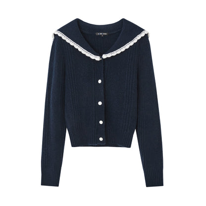 Sailor‑Collar Lace Cardigan